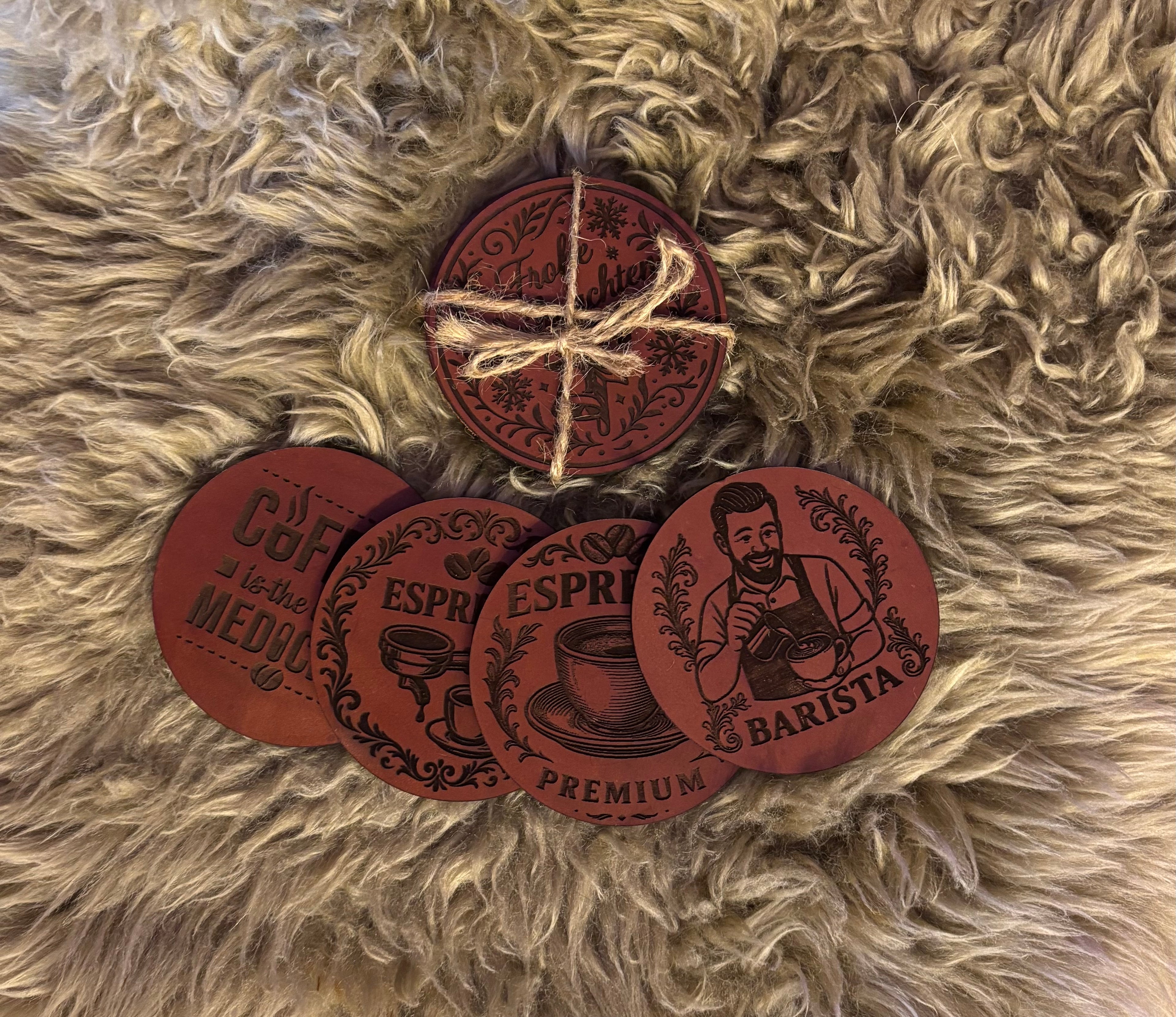 Untersetzer im 4er-Set Leder